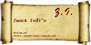 Zwack Iván névjegykártya